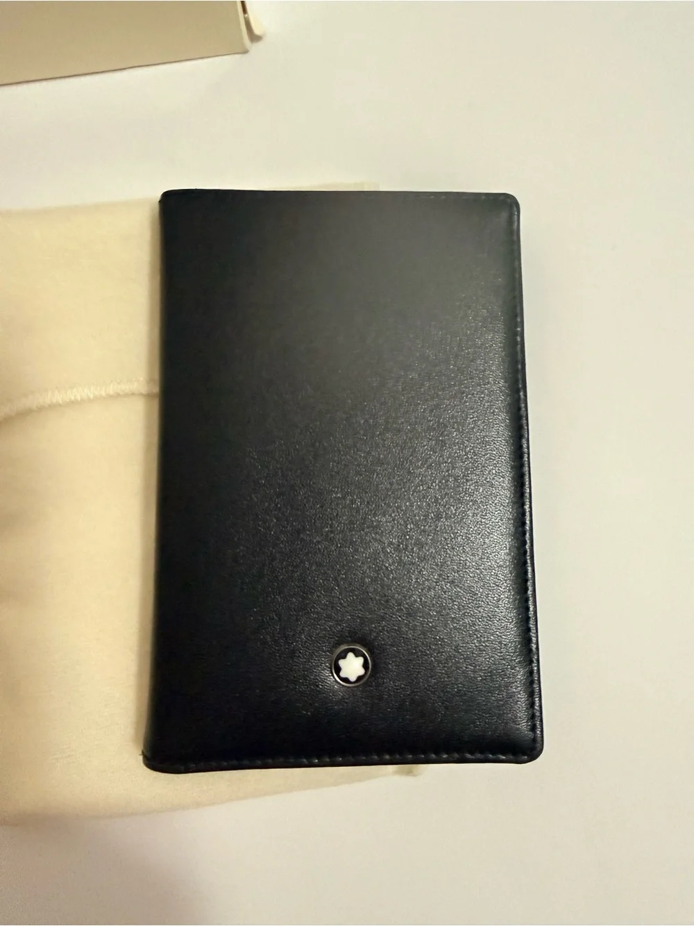 Mont Blanc Black Leather Travel Wallet with Signature Star Emblem